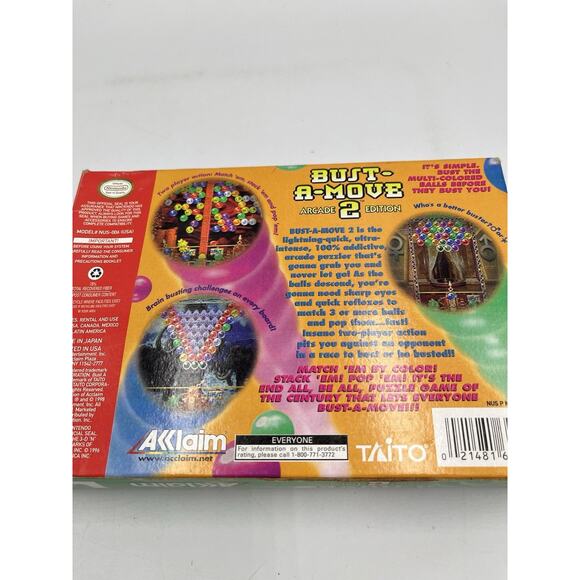 N64 Nintendo 64 BUST-A-MOVE 2 CIB Complete Box Game Arcade Edition Poster Reg - Picture 16 of 16